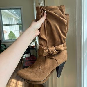 Bakers Brown Bow Heeled Suede Boot